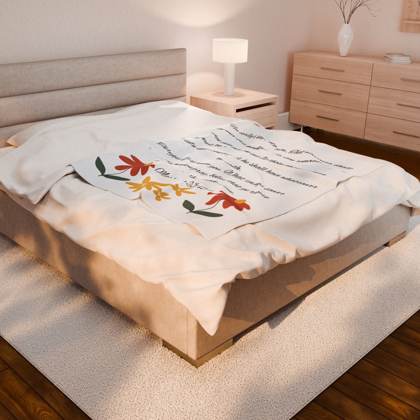 Inspirational Floral Velveteen Plush Blanket - Cozy Comfort for Faith and Reflection