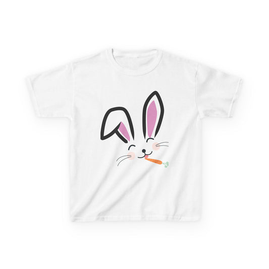 Adorable Kids Bunny Tee with Carrot & Paw Prints