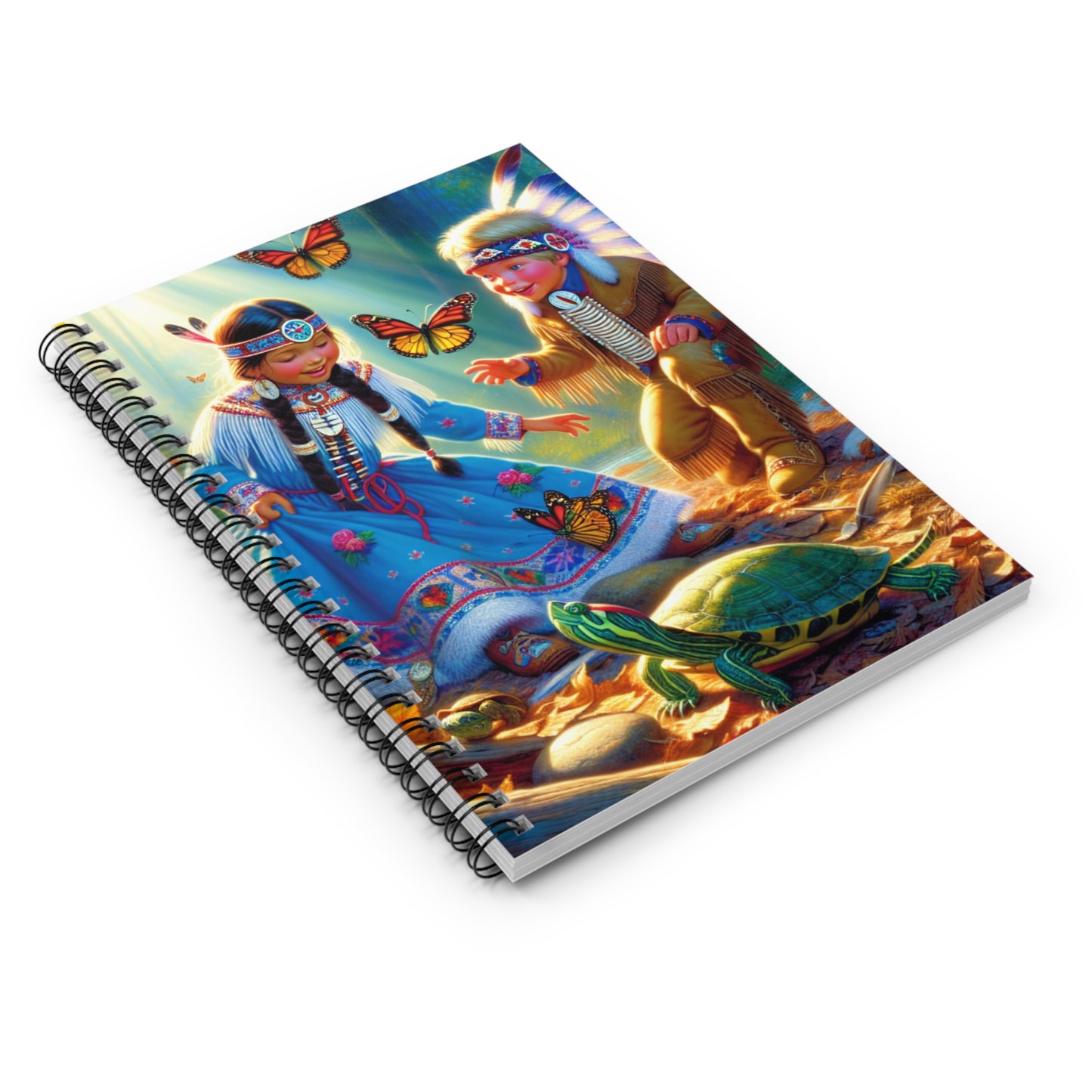 Whimsical Native American Spiral Notebook - Ruled Lines with Nature Theme