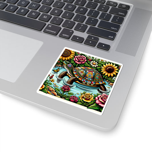 Colorful Turtle Kiss-Cut Stickers | Vibrant Nature Motif for Laptop & Decor