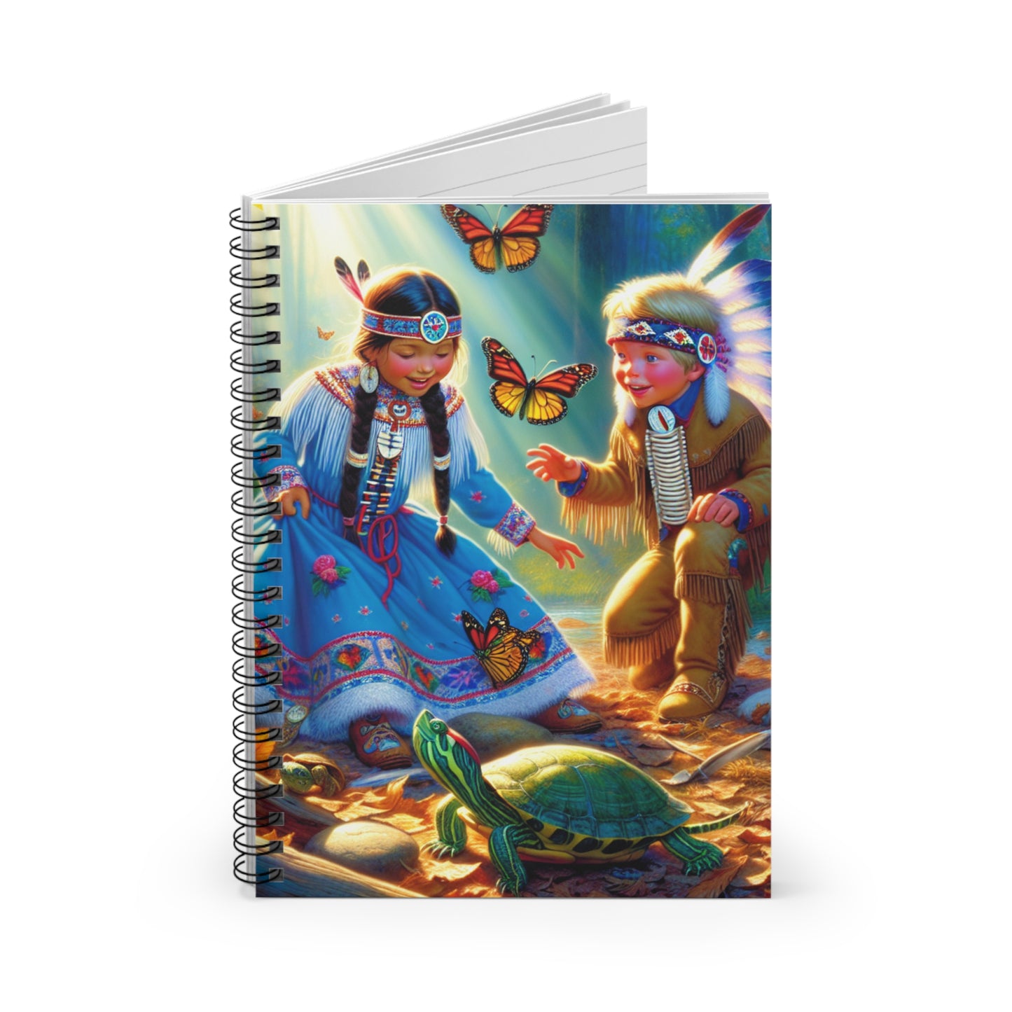 Whimsical Native American Spiral Notebook - Ruled Lines with Nature Theme