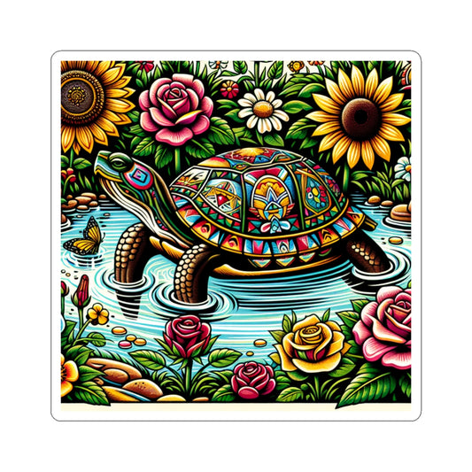 Colorful Turtle Kiss-Cut Stickers | Vibrant Nature Motif for Laptop & Decor