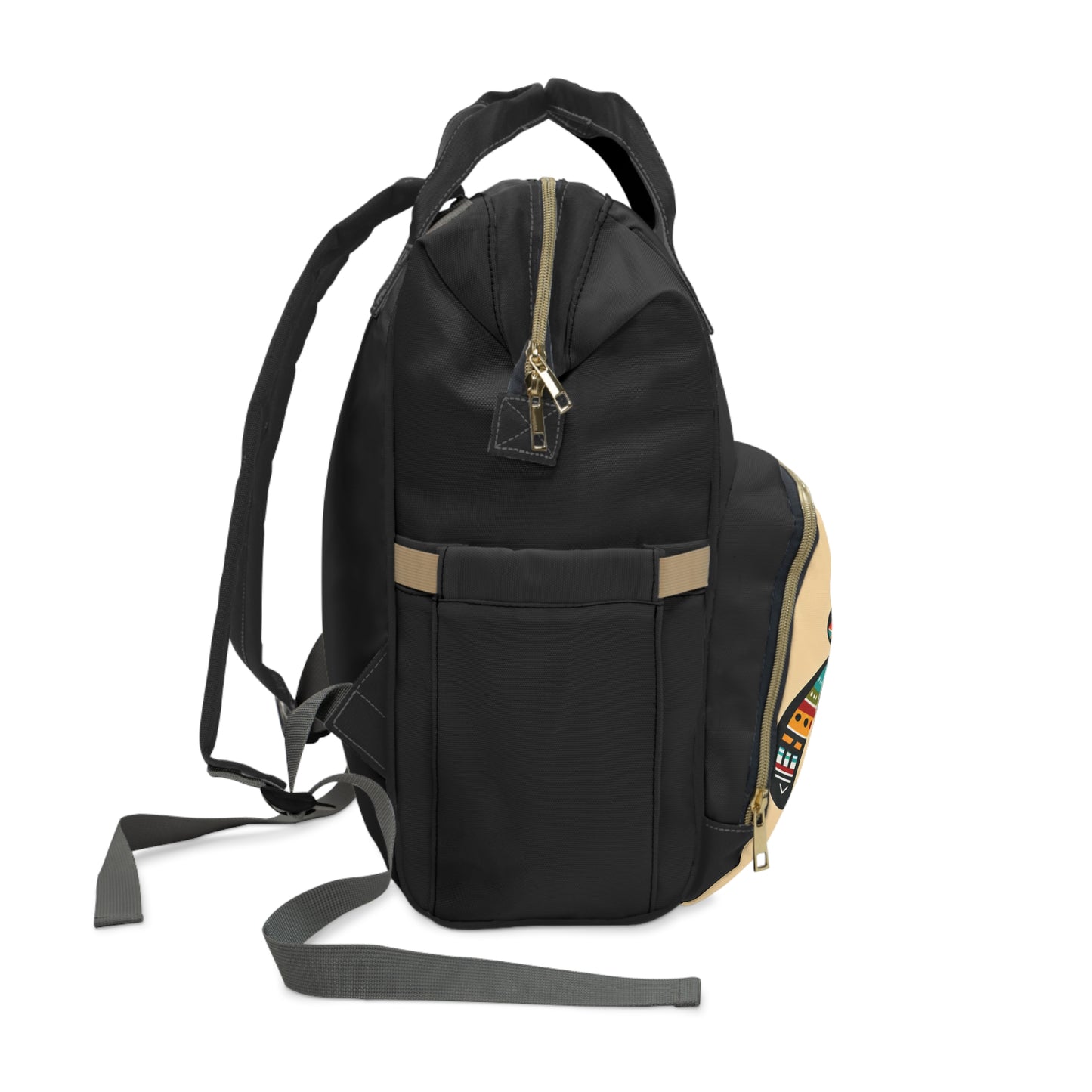 Eco-Friendly Multifunctional Diaper Backpack with Tribal Turtle Design