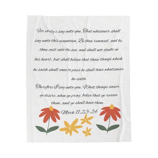 Inspirational Floral Velveteen Plush Blanket - Cozy Comfort for Faith and Reflection