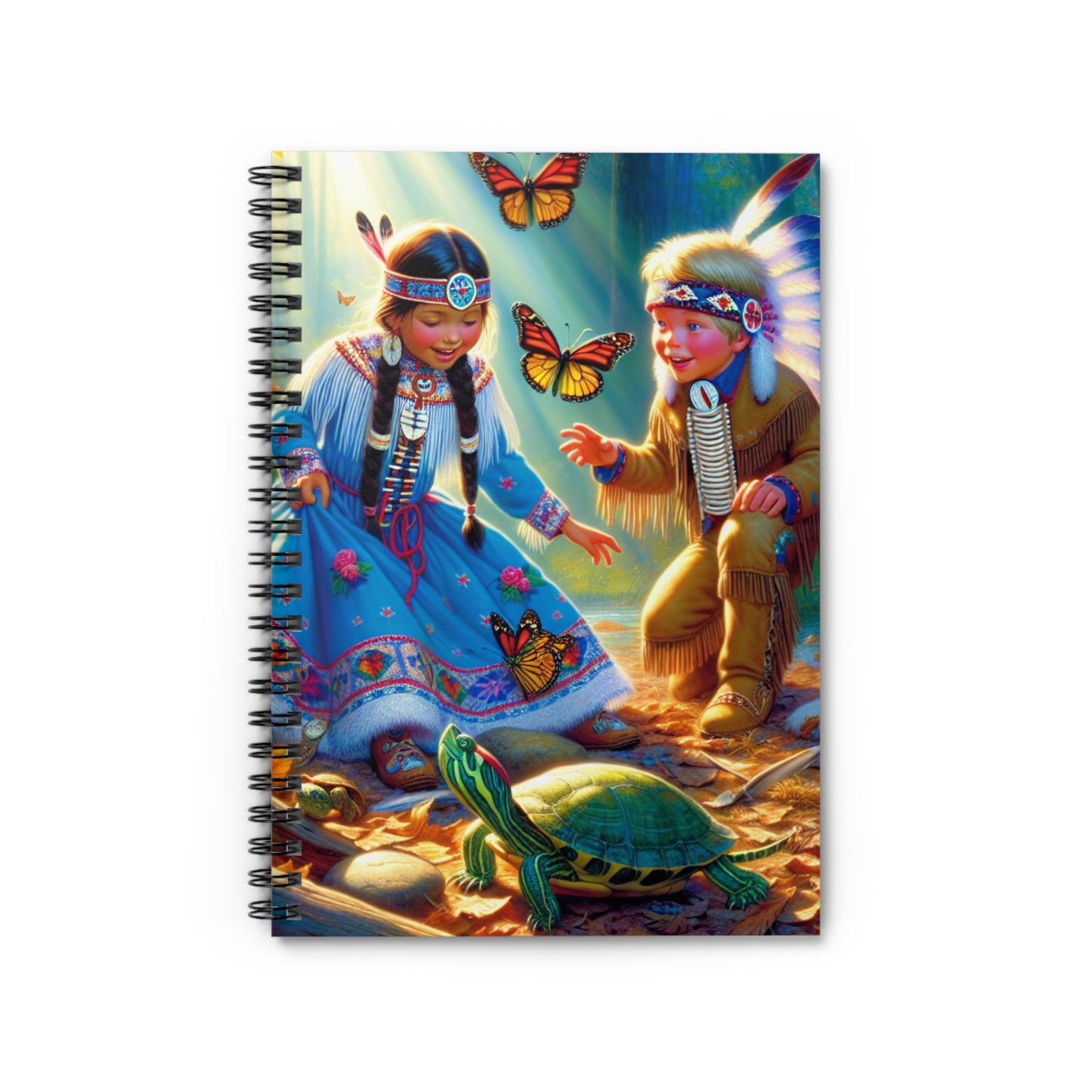 Whimsical Native American Spiral Notebook - Ruled Lines with Nature Theme