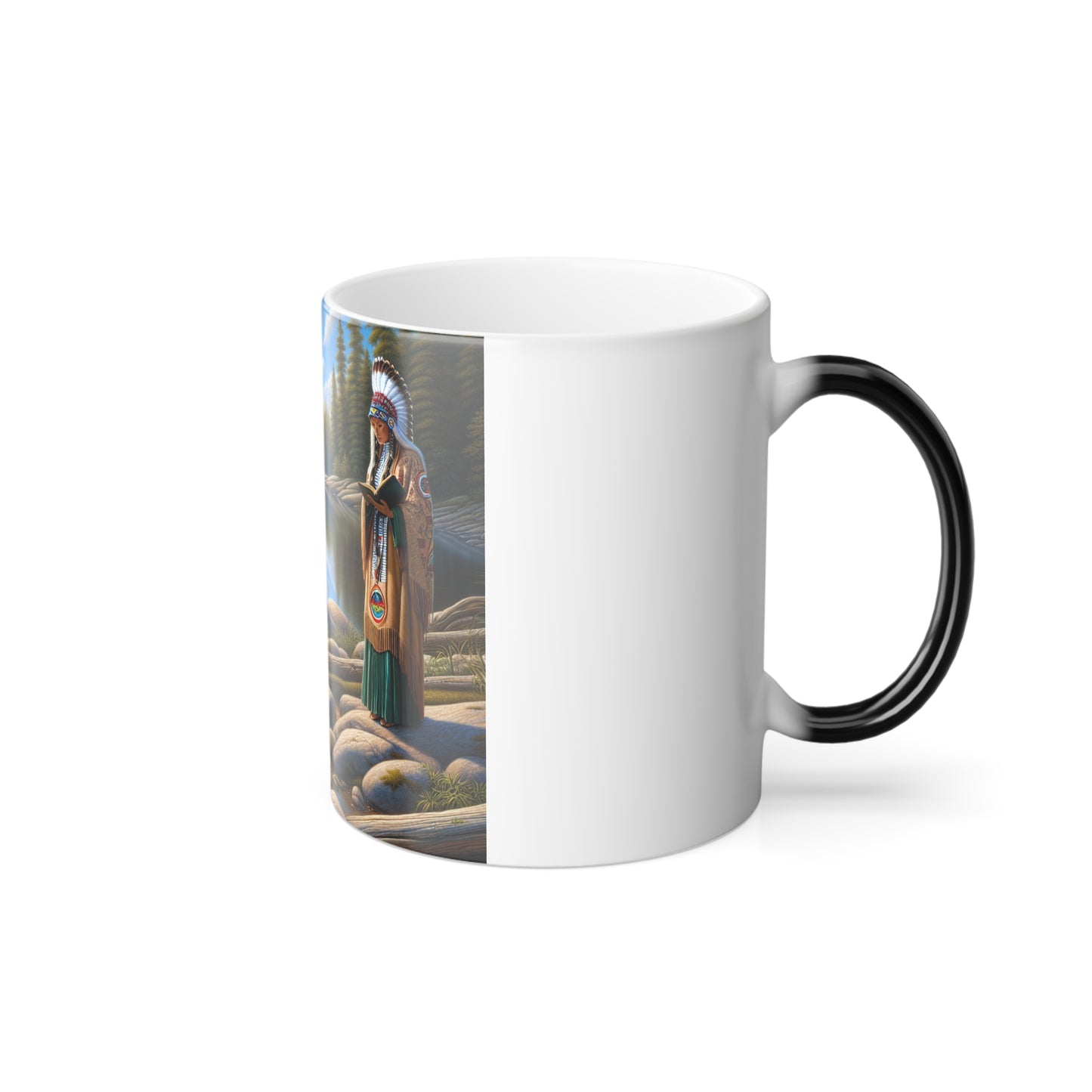 Color Morphing Mug with Native American Scenic Design - 11oz Ceramic Coffee Cup