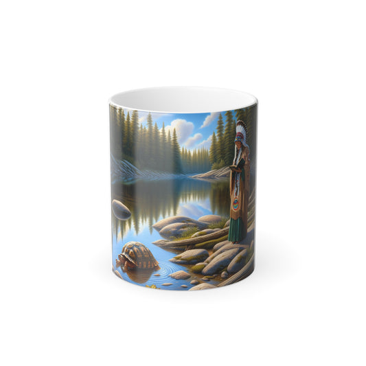 Color Morphing Mug with Native American Scenic Design - 11oz Ceramic Coffee Cup